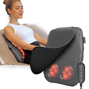 Deep tissue neck massager for muscle tension relief; 4-hands neck massager with dual kneading nodes; Adjustable intensity for personalized therapy.