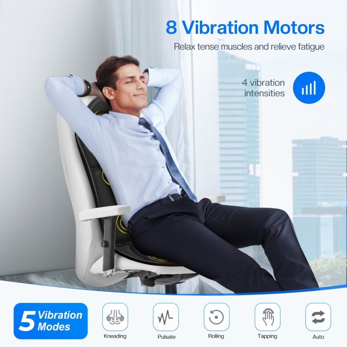 Portable massage chair pad with ergonomic back support – multi-use massage pad for chairs to ease back tension and promote relaxation
