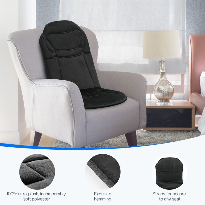 Portable massage chair pad with ergonomic back support – multi-use massage pad for chairs to ease back tension and promote relaxation