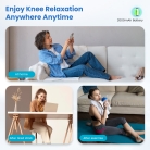 Knee massager with heat and vibration for pain relief; Therapeutic heated knee wrap for joint relaxation; Portable knee pain relief device with adjustable settings.