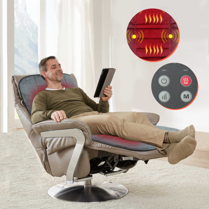 Massage mat for bed with full-body coverage; Full body massage mat with multiple intensity levels; Heated massage mat for deep muscle relaxation and pain relief.