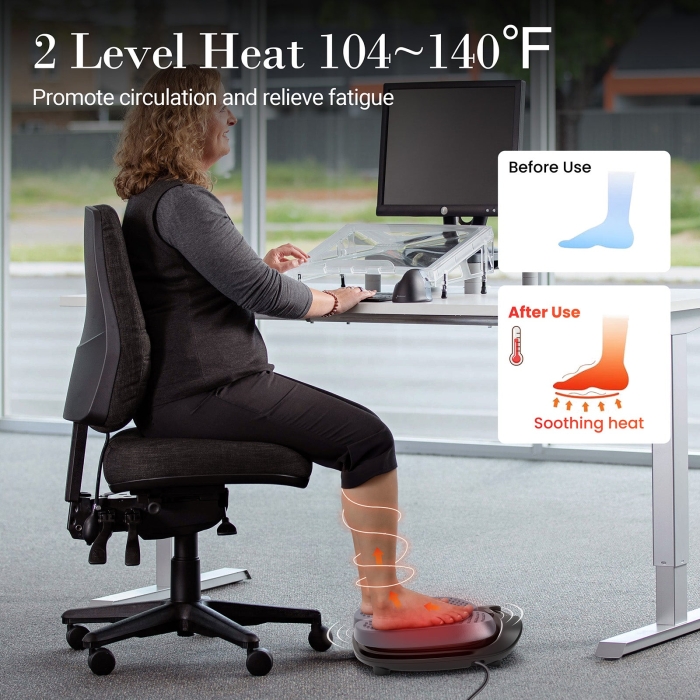 Foot vibrating massager with heating function and remote control for easy operation