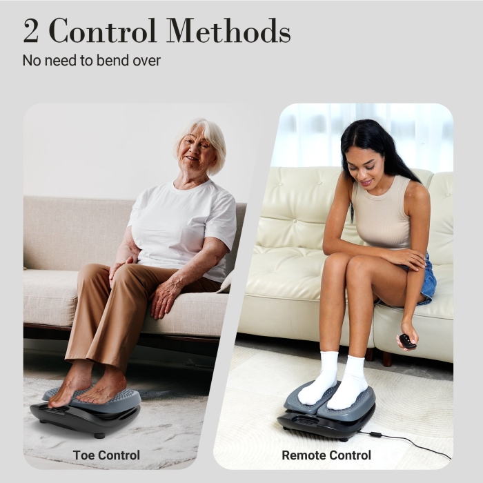 Foot vibrating massager with heating function and remote control for easy operation