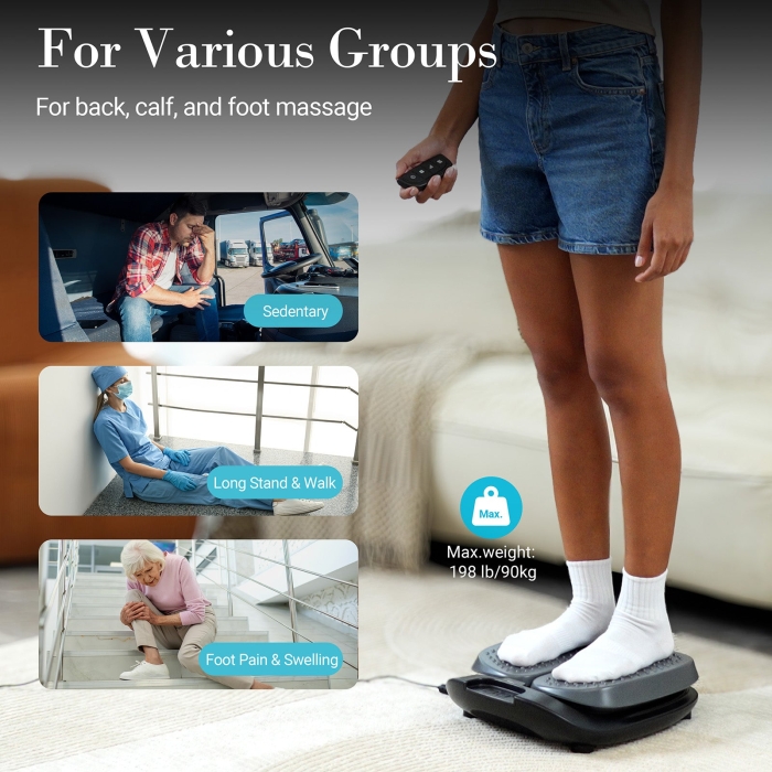 Foot vibrating massager with heating function and remote control for easy operation