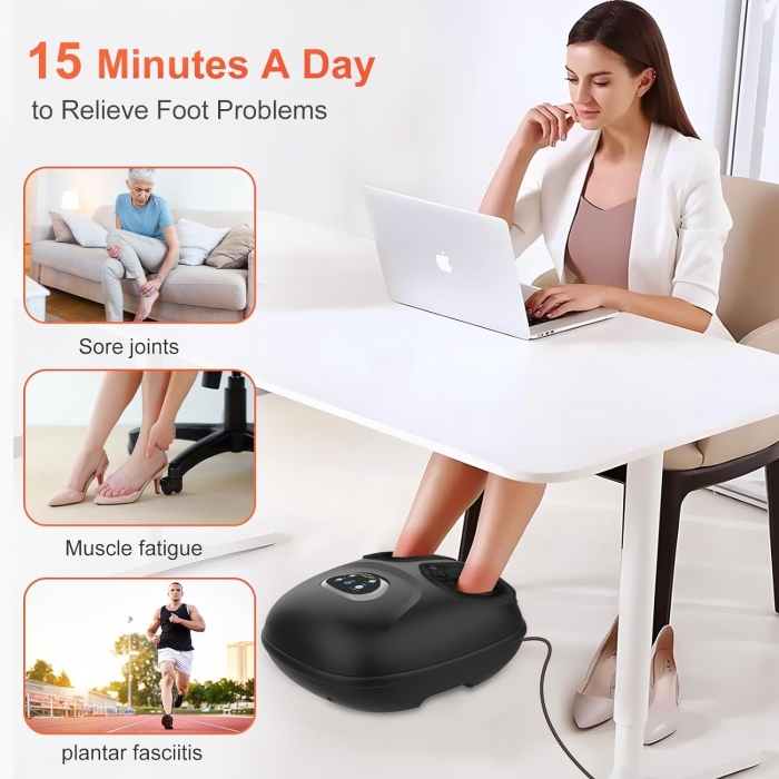 Heated foot massager designed for plantar fascia comfort with therapeutic warmth