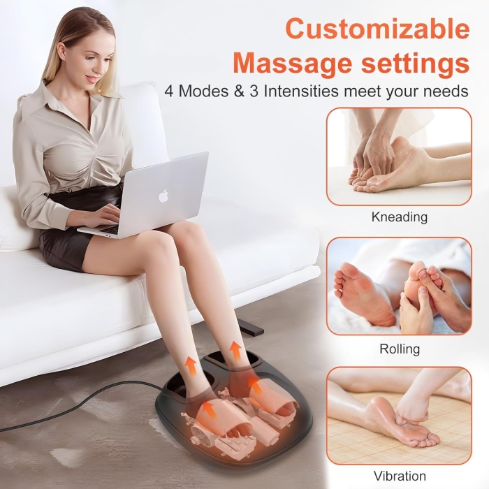 Heated foot massager designed for plantar fascia comfort with therapeutic warmth