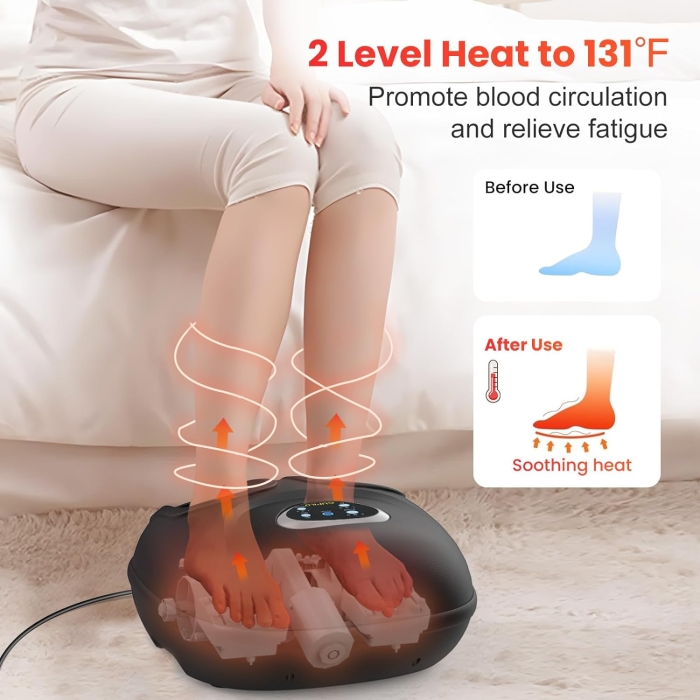 Heated foot massager designed for plantar fascia comfort with therapeutic warmth