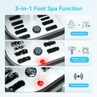 Foot massager with heater for warm relaxation therapy; Portable spa bubble bath foot massager with deep kneading and hydrotherapy; Compact design with removable parts for easy storage and travel use.