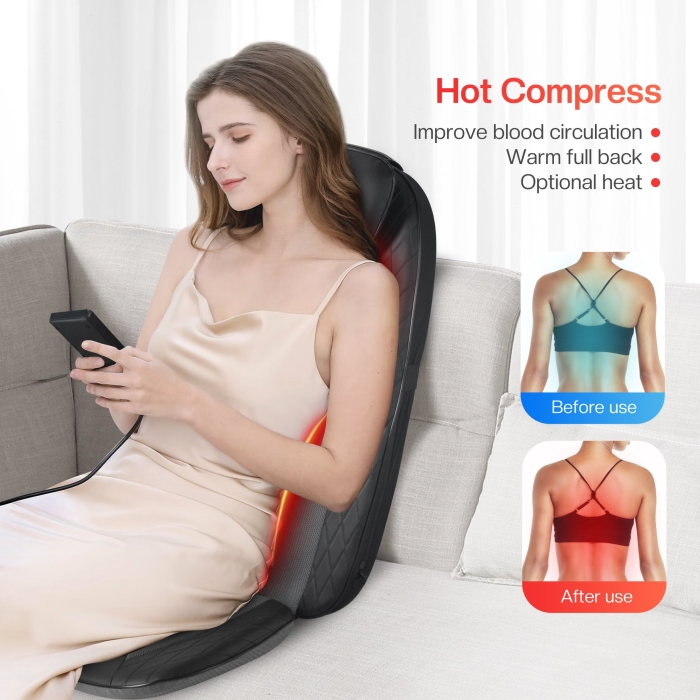 Shiatsu back massager with heating pad – perfect as a back massager for chairs