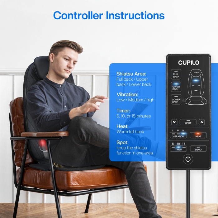 Shiatsu back massager with heating pad – perfect as a back massager for chairs