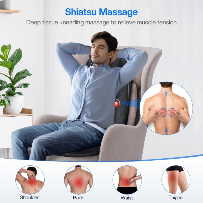 Shiatsu back massager with heating pad – perfect as a back massager for chairs