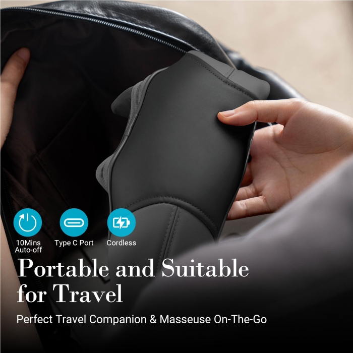 4-hands neck massager with dual kneading nodes; Neck and shoulder heat massager for pain relief; Adjustable intensity with soothing warmth therapy.