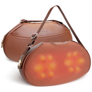 Bed massage pillow for full-body relaxation; Ergonomic back massage pillow with heat therapy; Portable shiatsu massager for spine and muscle relief.