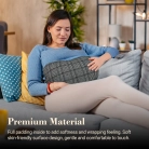 Massage pillow for neck and back relief; Bed massager pillow with soothing vibrations; Portable design for use anywhere.