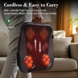 Chair back massager with integrated back massager heating pad for warmth and relief