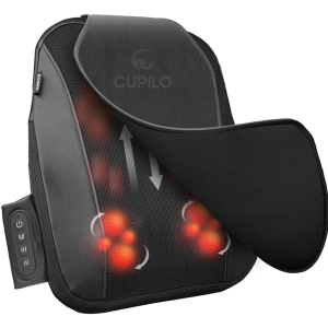 Chair back massager with integrated back massager heating pad for warmth and relief