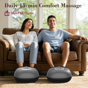 Heated Foot Massager - FSA/HSA Eligible Shiatsu Foot Massager for Plantar Fasciitis, Adjustable Vibration & Pressure for Neuropathy Pain Relief - Gift for Men & Women - Fits Up to 12 Inches (30.5 cm) - Gray