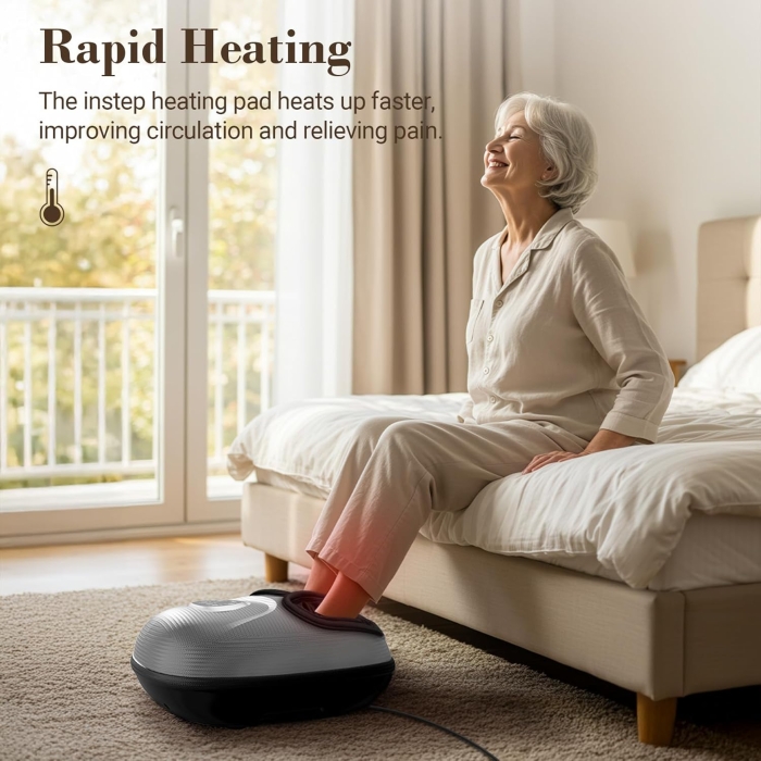 Heated foot massager designed for plantar fascia comfort with therapeutic warmth