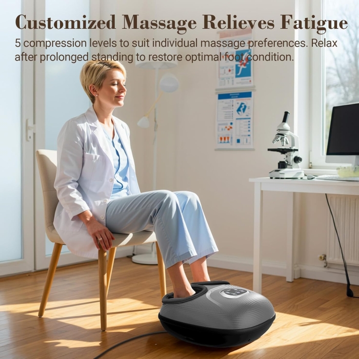 Heated foot massager designed for plantar fascia comfort with therapeutic warmth