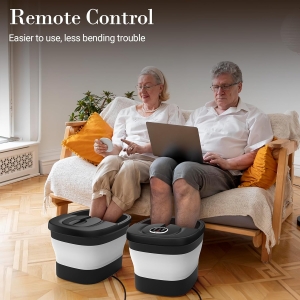 Foot Spa Massager 2025 Upgraded Foot Bath with Circulating Heating, Electric Shiatsu Massage Balls, Pedicure Soaking Tub with Waves, Remote Control & Handle to Relieve Foot Pressure - Perfect Gift