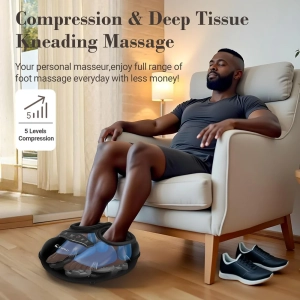 Foot massager with remote control, ideal for targeting plantar fascia tension