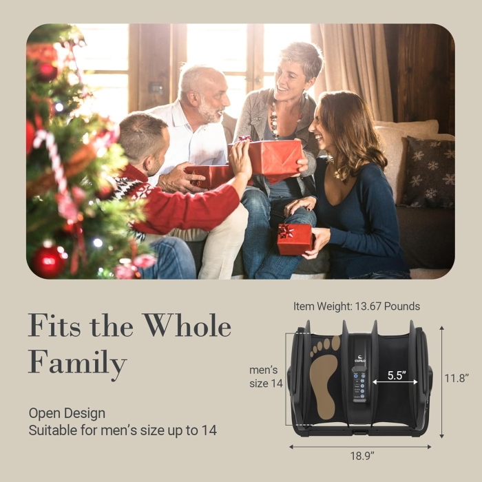 Shiatsu foot and calf massager featuring remote control for easy operation