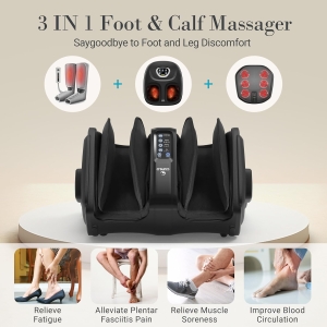 Shiatsu foot and calf massager featuring remote control for easy operation
