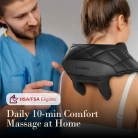 Shiatsu neck and shoulder massager with wireless/wired options for cord-free convenience; 4-hands neck massager featuring dual rotating nodes for deep muscle relief; Both include heat therapy and adjustable intensity settings.