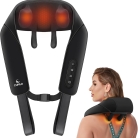 Shiatsu and HoMedics neck and shoulder massagers with deep-kneading nodes, heat therapy, and wireless/wired options for muscle relaxation.