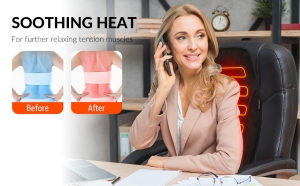 "Heated massage seat cushion with soothing heat therapy for relieving tension and back pain."
